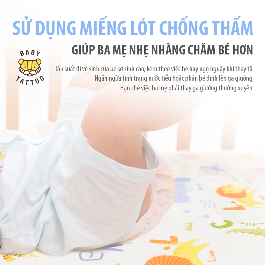 Miếng Lót Chống Thấm BABY TATTOO Thoáng Khí, 3 Lớp Chống Thấm Hiệu Quả