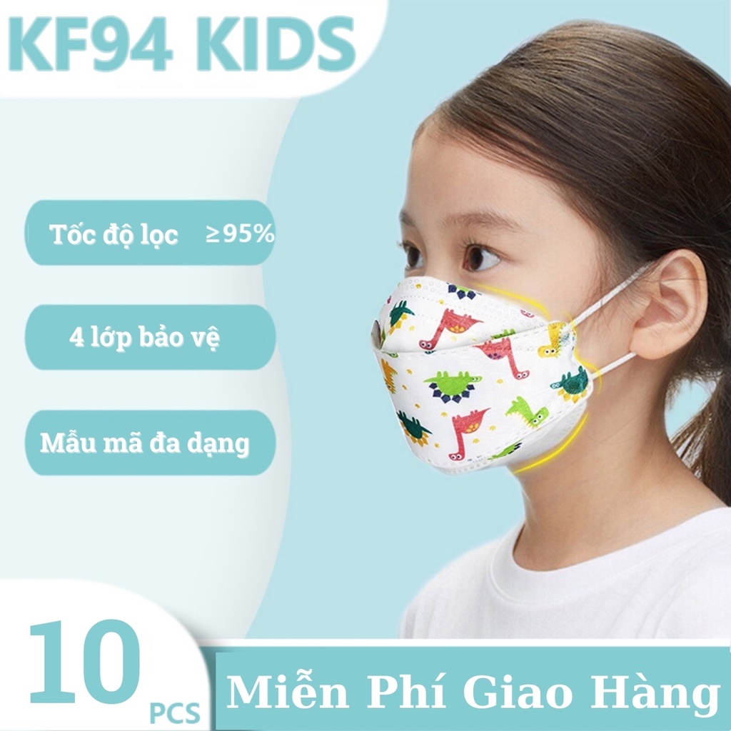 Khẩu trang KF94 trẻ em 1-3 tuổi, 3-5 tuổi, 5- 12tuổi  Khẩu trang em bé, KF94 KIDS , 4 lớp kháng khuẩn