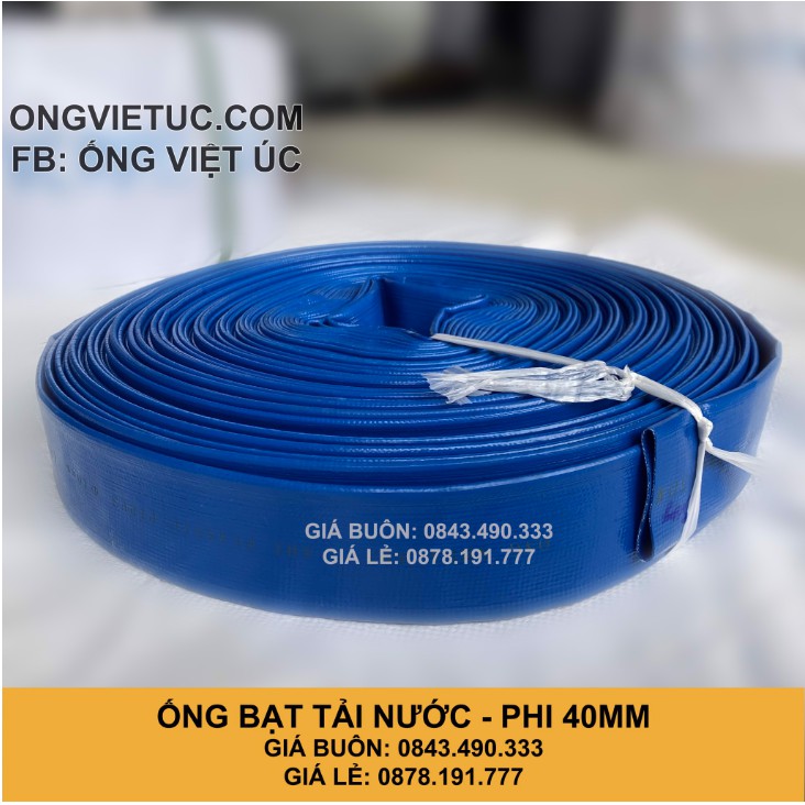 Ống bạt bơm tải nước Việt Úc Phi 40mm - Cuộn 100m - bạt cốt dù - bạt xanh - hàng chính hãng AHT