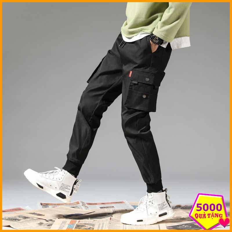 Quần Kaki dài TÚI HỘP Unisex Nam Nữ cao cấp phối dây phong cách jogger ulzzang full size 2 màu đen xám