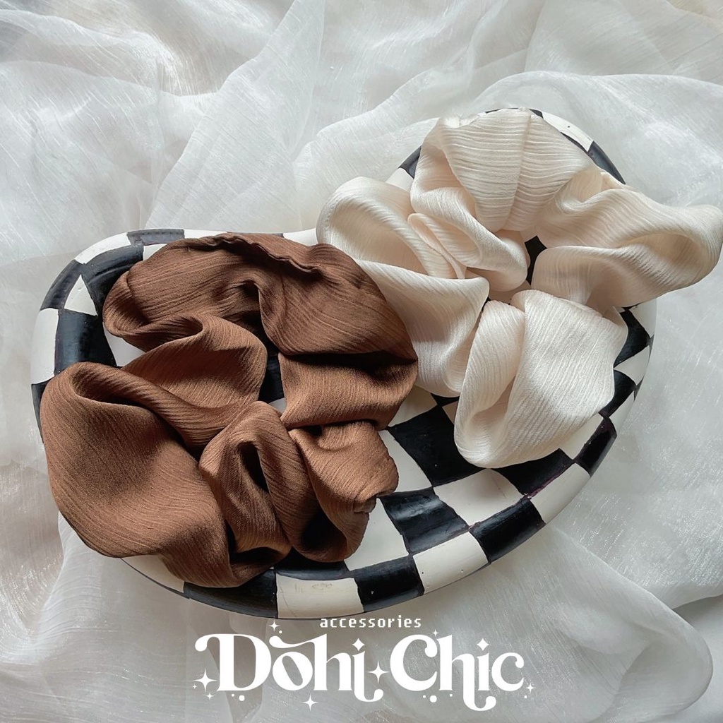 Dây Buộc tóc tone cafe Xinh xắn Scrunchie lụa