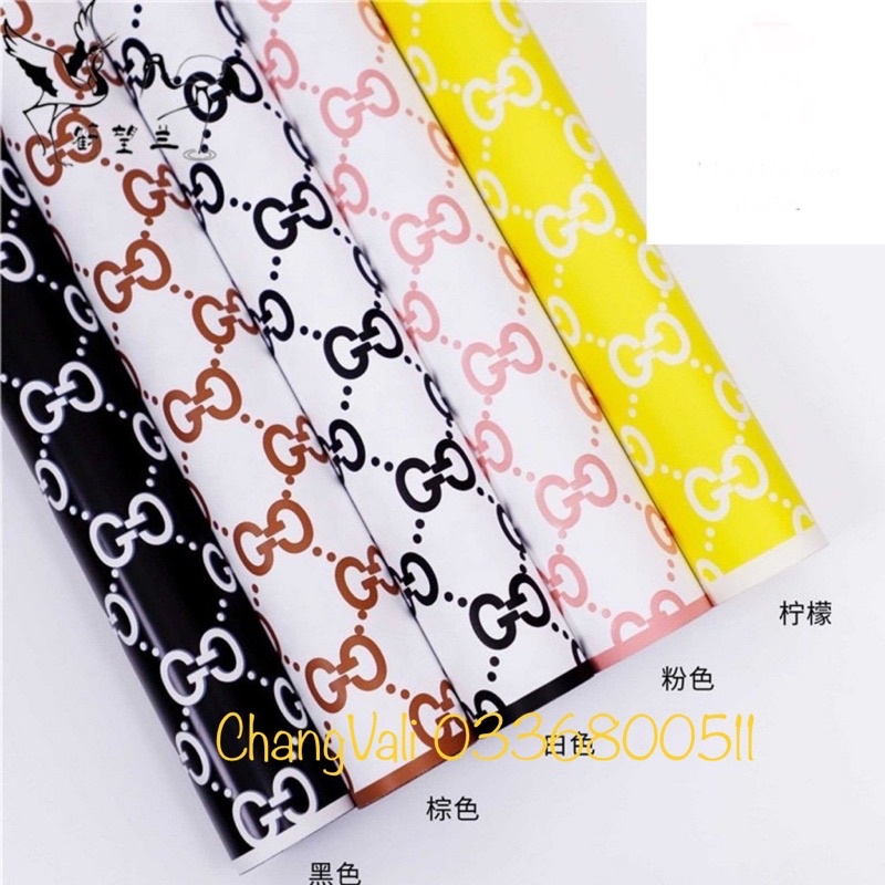 Tập 20 tờ giấy gói hoa hoạ tiết THƯƠNG HIỆU Dior, Gucci -chất liệu mika không thấm nước