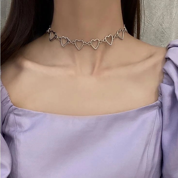 Vòng cổ Hình Trái Tim Rỗng Đơn Giản Thanh Lịch Cho Nữ