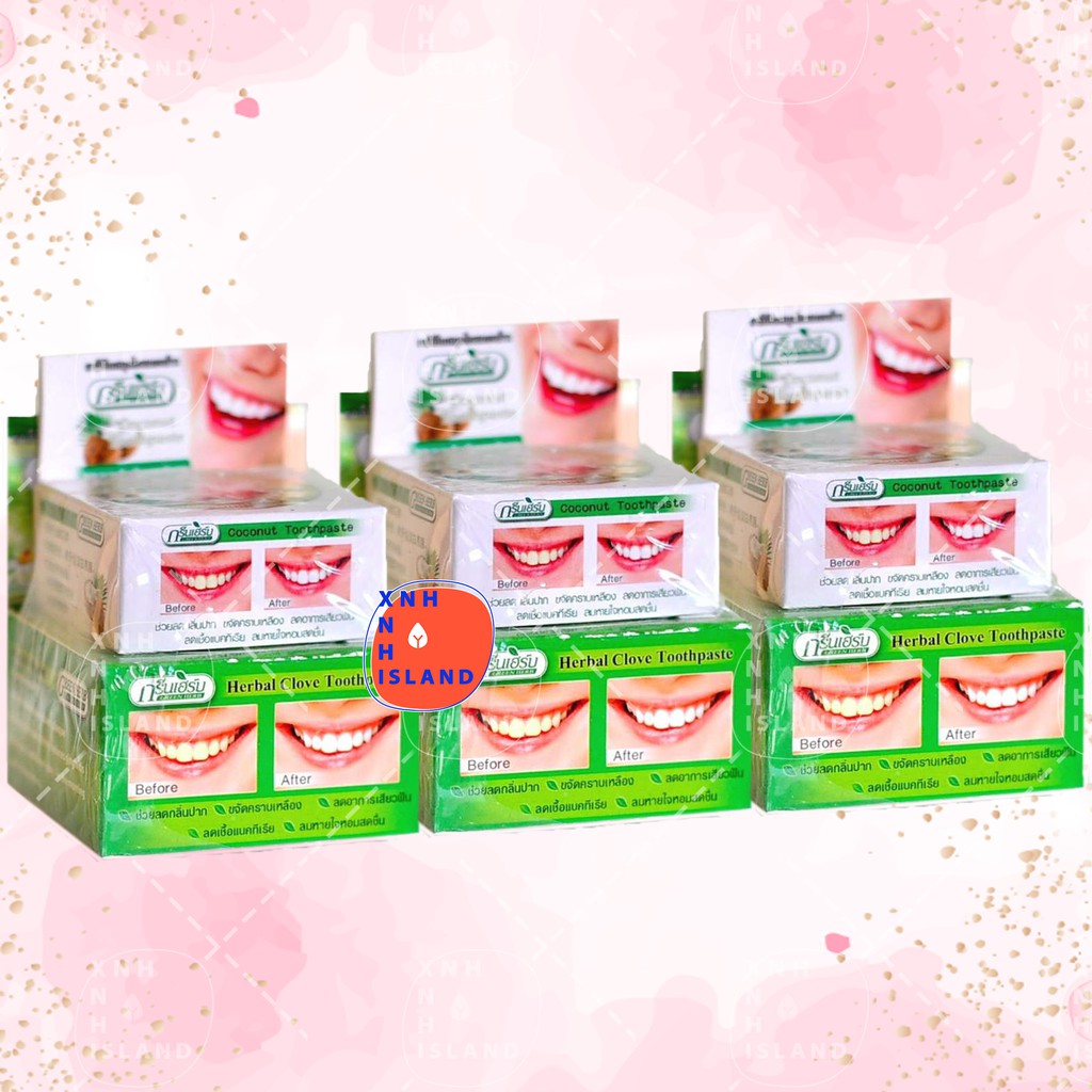 Bộ Kem Đánh Răng Tẩy Trắng Green Herb Clove Toothpaste + Coconut Toothpaste Thái Lan