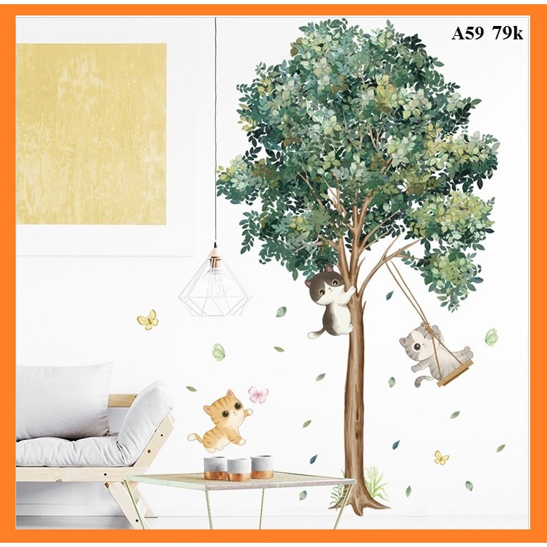 Decal dán tường cây xanh A59 phong cách Bắc Âu | BigBuy360 - bigbuy360.vn