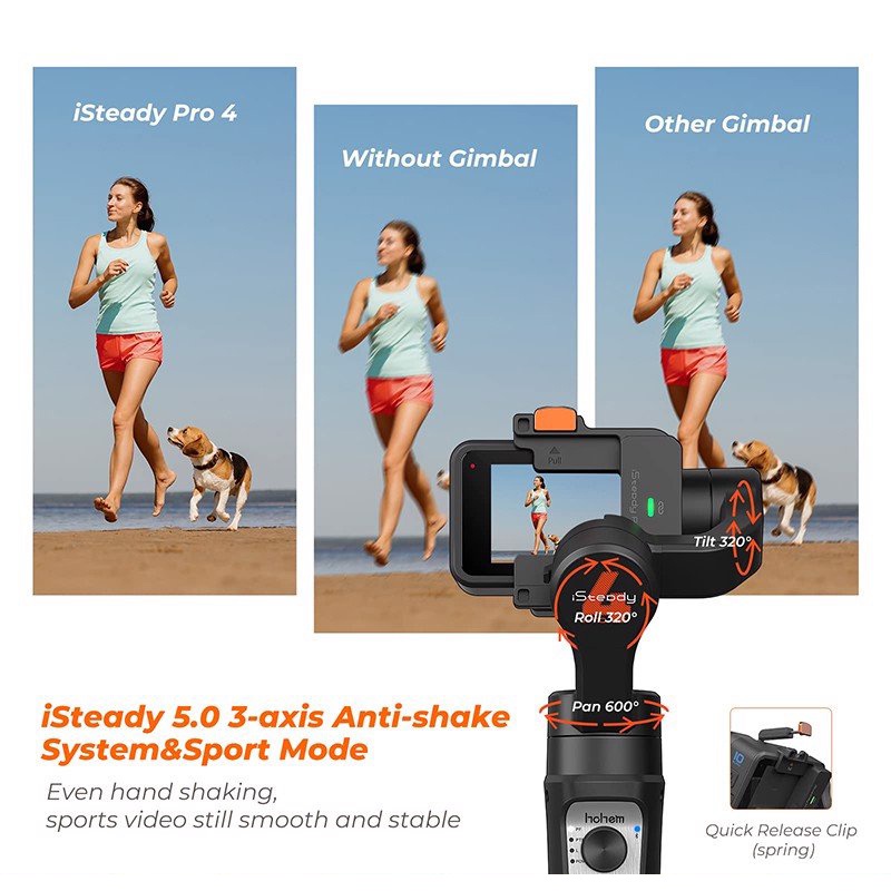 Hohem Isteady Pro 4 - Gimbal Thiết Kế Dành Cho GoPro Hero 11/10/9/8/7/6/5/4/3 Và Các Dòng Camera Action