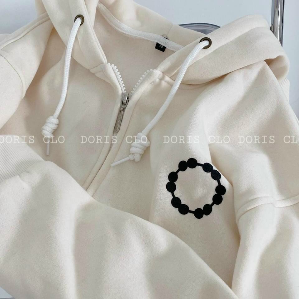 Áo Khoác Nỉ Hoodie Zip Thêu Họa Tiết Tròn Nam Nữ - Áo Khoác Chống Nắng Ulzzang Unisex