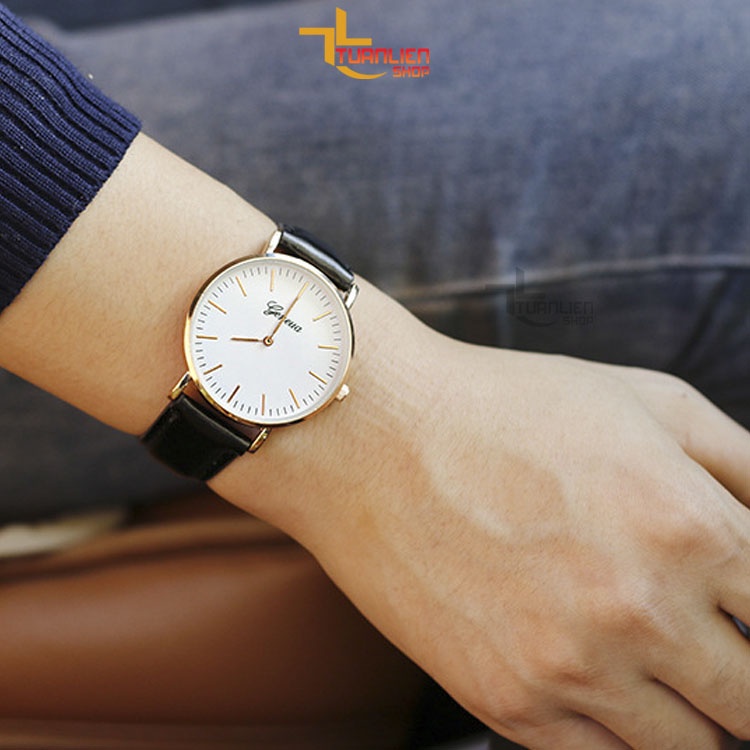 Đồng Hồ Nam GENEVA Dây Da Sang Trọng, Phong Cách Hàn Quốc