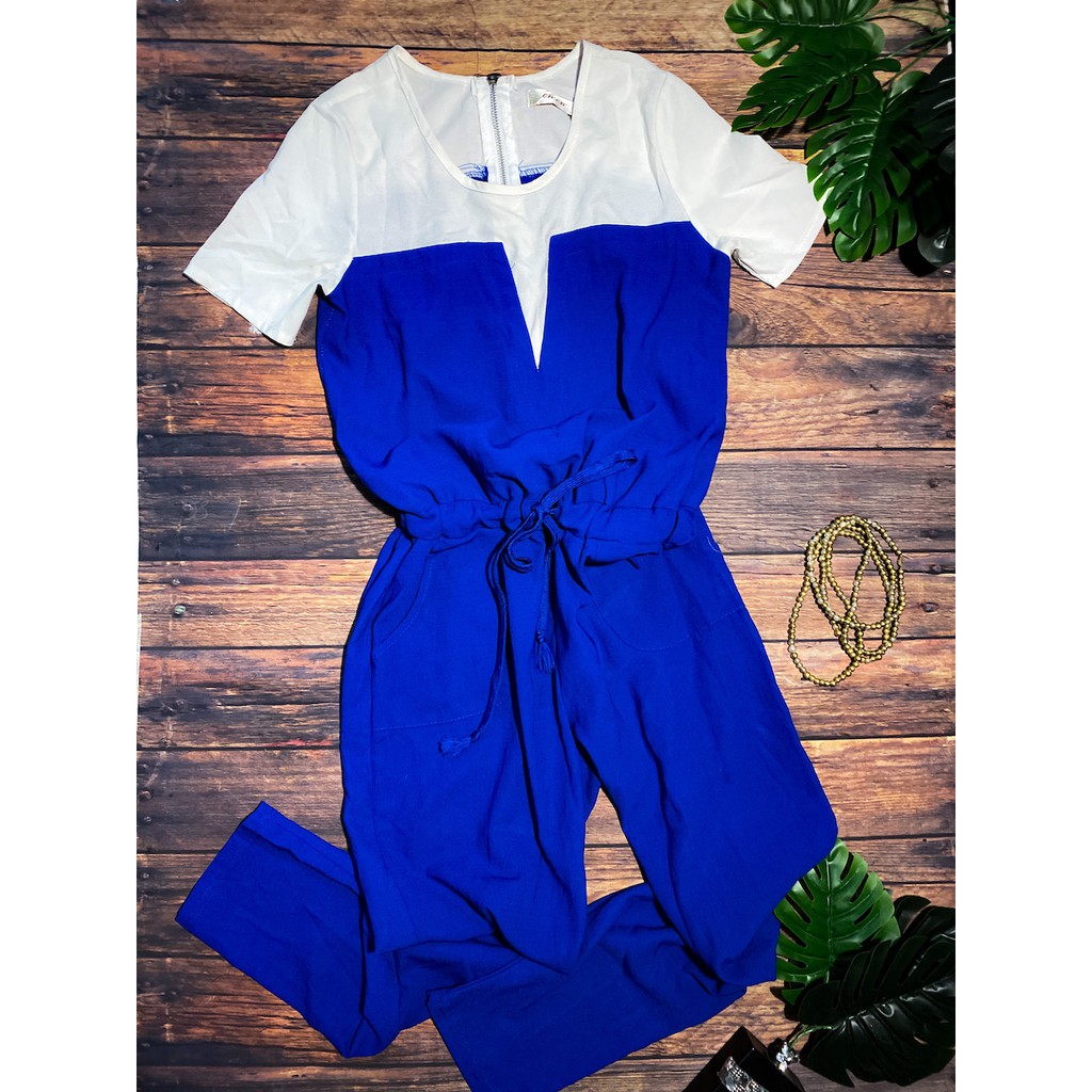 Jumpsuit Xanh trắng