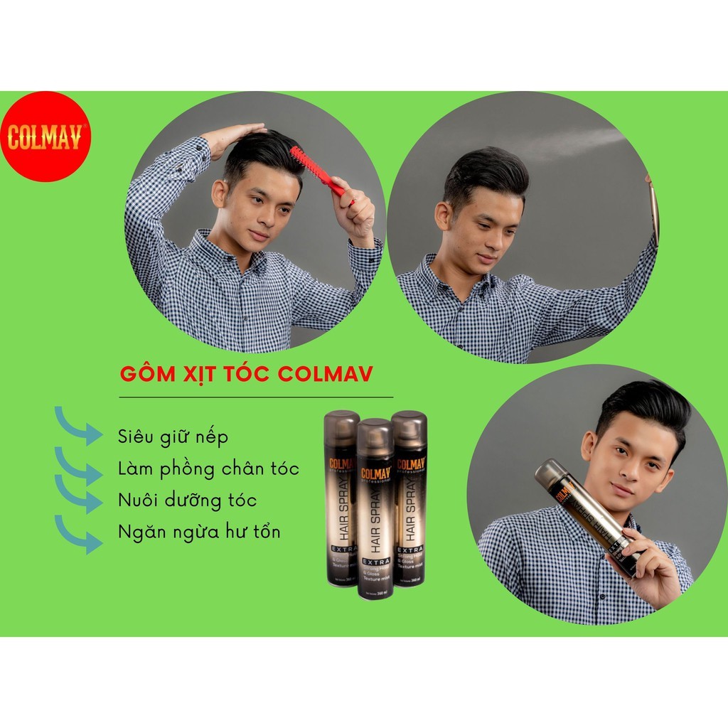 Gôm xịt giữ nếp tóc nam nữ Colmav Professional 360ml , tạo kiểu tóc , giữ nếp tóc