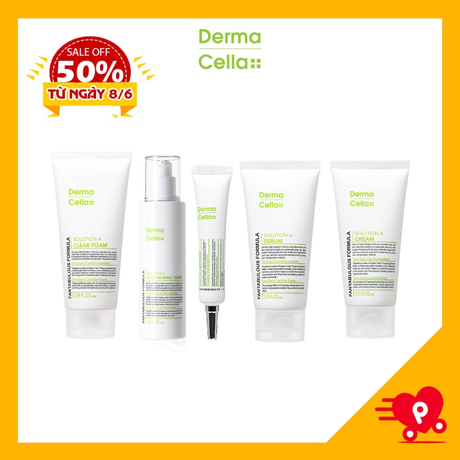 Bộ 5 sản phẩm phục hồi da dành da nhạy cảm Dermacella Hàn Quốc