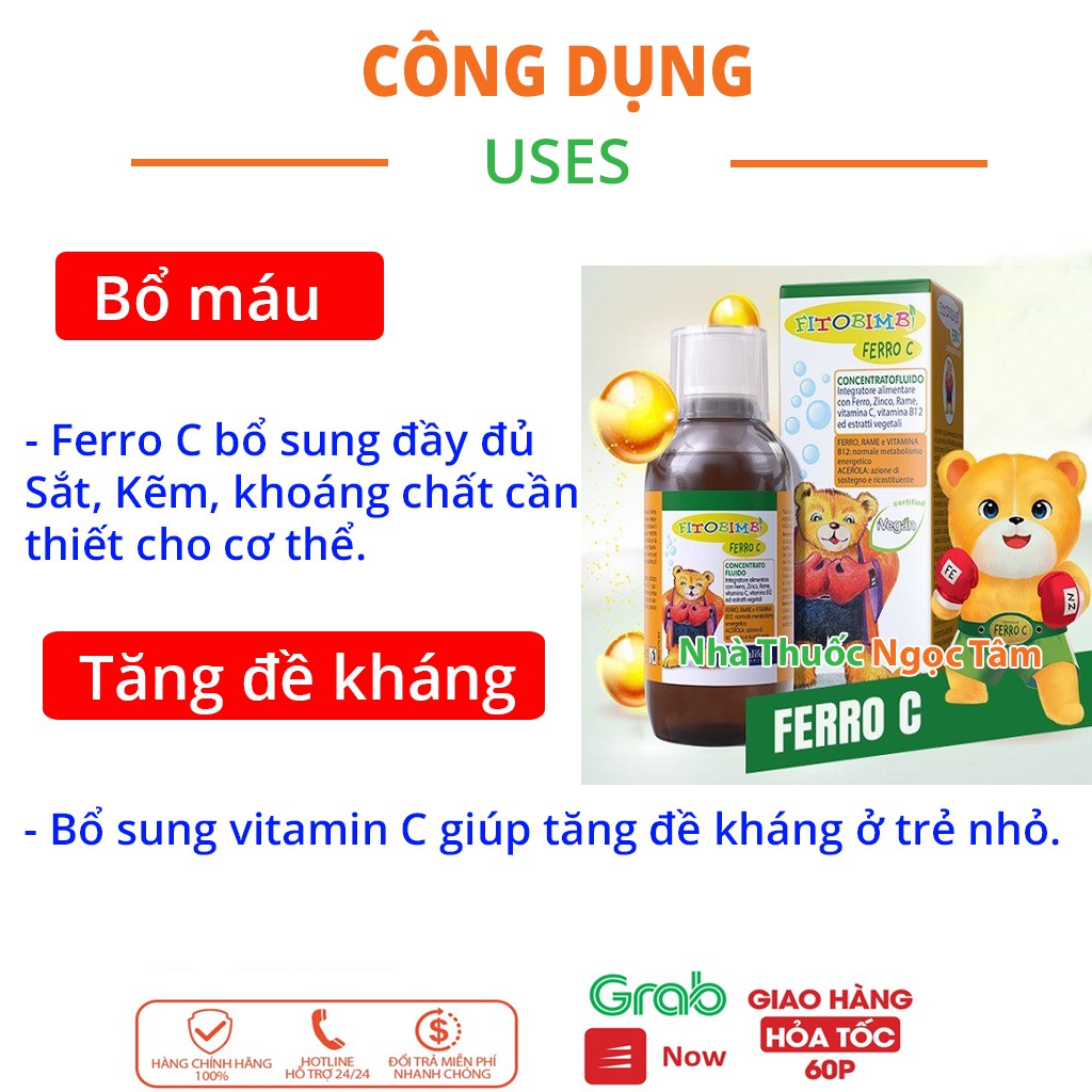 ✔️(Tặng Quà) Siro Ferro C Bimbi bổ sung sắt, Vitamin C, kẽm giúp bé khỏe mạnh, tăng đề kháng - nhập khẩu chính hãng