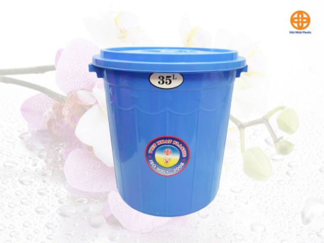 Thùng nhựa tròn có nắp, thùng đựng nước Việt Nhật 25L/35L/50L