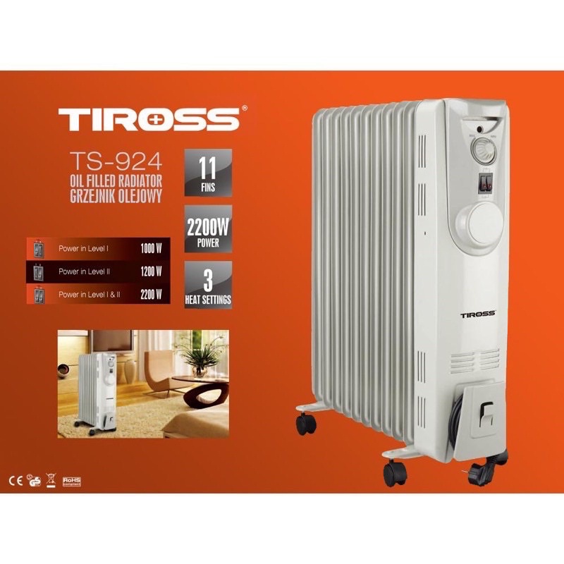 MÁY SƯỞI DẦU TIROSS 9, 11, 13, 15 thanh TS9213 | TS9215 | TS9218 (Hàng chính hãng - BH 12 tháng)