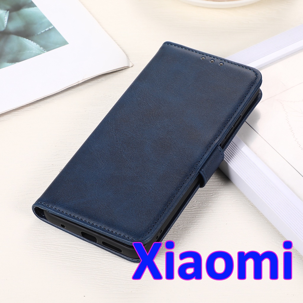 Cho Xiaomi 13T/13/12T Pro Redmi 13C 12 11 Lite 11T Bao Da Bò Điện Thoại Nắp Lật Kèm Ngăn Đựng Thẻ Vỏ