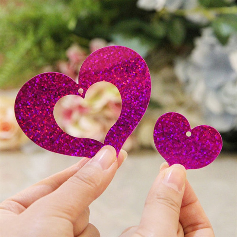 Set 100 Mặt Dây Ruy Băng Tua Rua Hình Trái Tim Trang Trí Tiệc Cưới