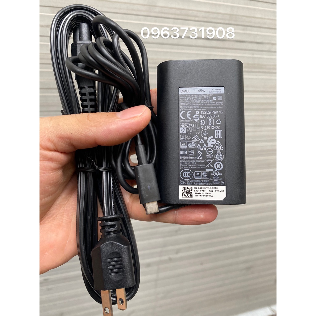 Sạc laptop Dell XPS13 9350 9370 9380 chính hãng zin bóc máy DELL