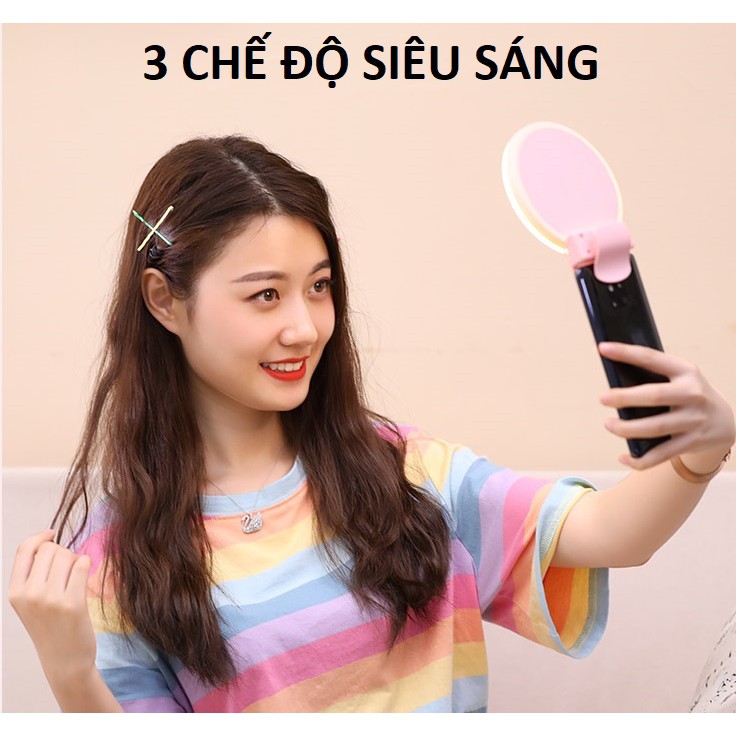 ✔️✔️ Đèn LED selfie 3 chế độ SIÊU SÁNG kiêm GƯƠNG TRANG ĐIỂM HR-20