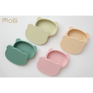 Bát ăn dặm kèm nắp đậy silicon hình gấu molli