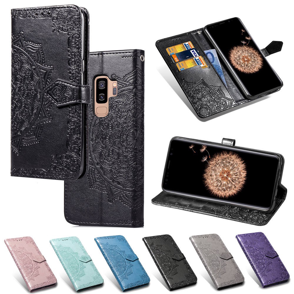 PU Leather Datura Stramonium Flip Wallet Case with Card Slot and Kickstand for Samsung Galaxy S6 S7 S8 S9 Edge Plus