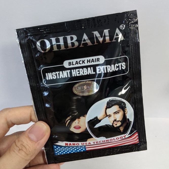 Bịch dầu gội nhuộm tóc OHBAMA  Black Hair Instant Wash 20ml / Gội Là Đen /Gội Nâu Thảo Mộc |Dầu gội phụ bạc