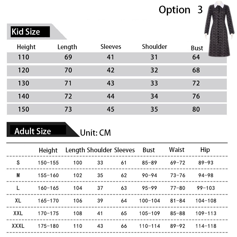 Wednesday Dress And Wig for Kids and Adults Women Girls Vintage Black Gothic One Piece Dresses Full Set The Addams Family Cosplay Costume Halloween Costume Party Wear