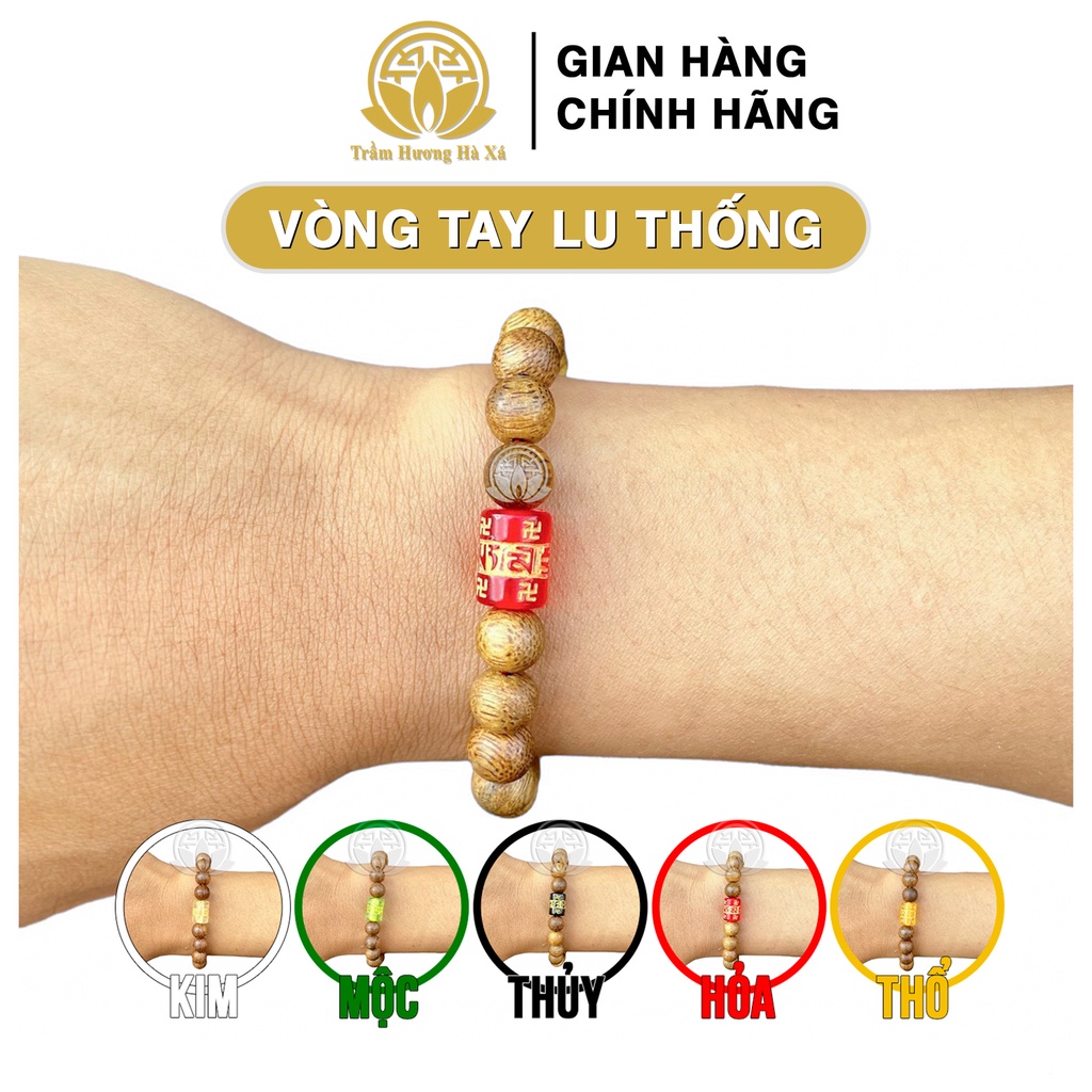 Vòng tay lu thống phong thủy trầm hương HÀ XÁ nam nữ mệnh kim mộc thủy hỏa thổ