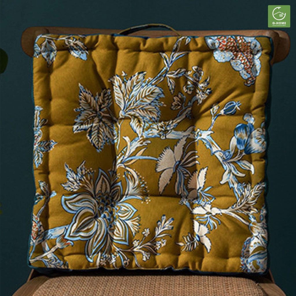 Đệm vuông ngồi bệt Ghome đệm ghế sofa vỏ nhung mềm mại họa tiết nhiều màu sắc DV01