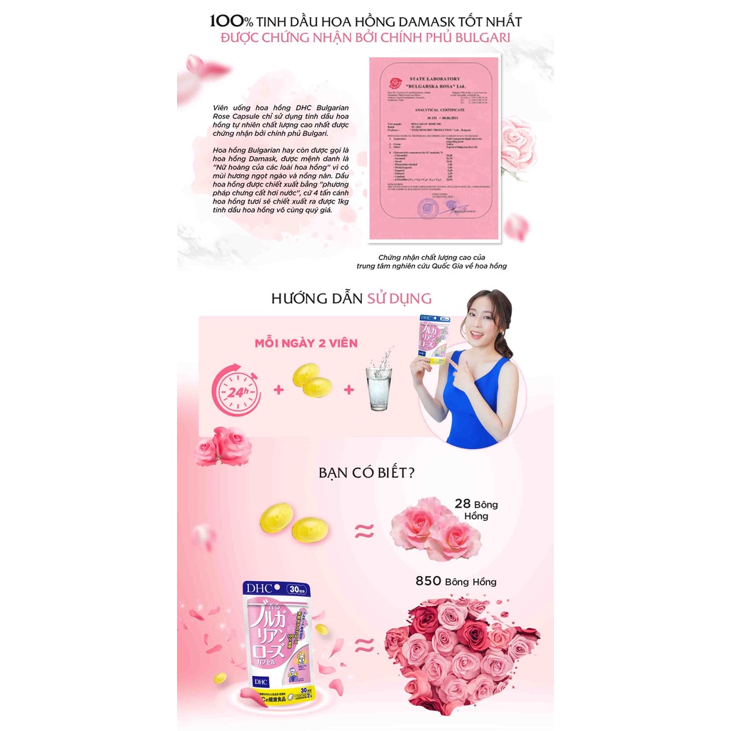 Viên uống hương hoa hồng DHC Bulgarian Rose Capsule 30 ngày thơm cơ thể BeautiMax