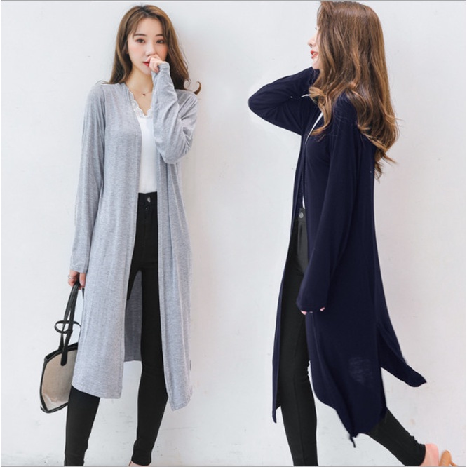Áo khoác cardigan dáng dài xẻ tà thời trang dành cho nữ