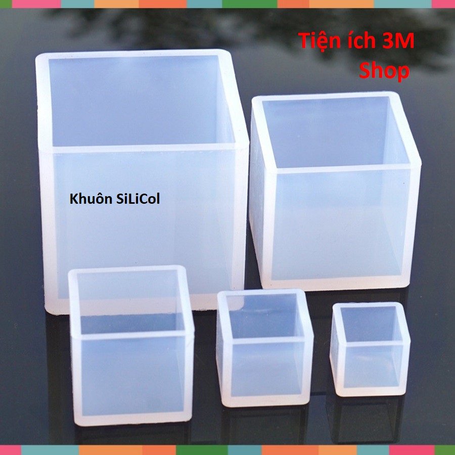 Khuôn Silicon  Khối Vuông Nhiều Kích Cỡ Làm Handmade,Trong Suốt Không Bám Dính