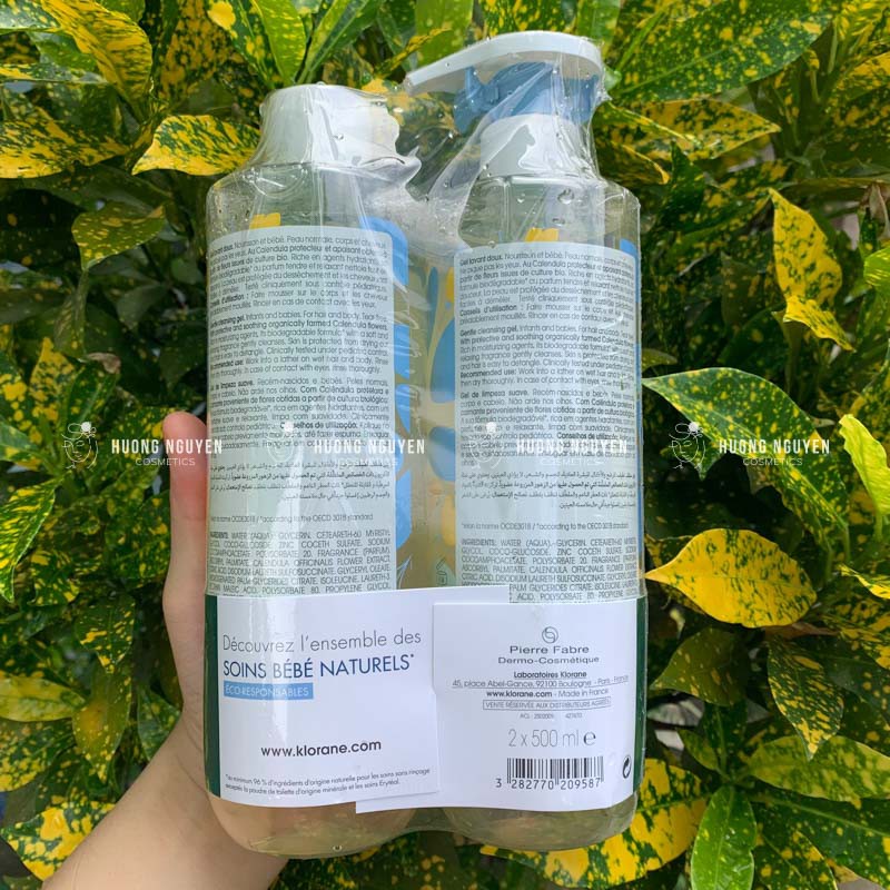 Set Sữa Tắm Gội Cho Bé Klorane Bebe Gel Lavant Doux 2 chai 500ml