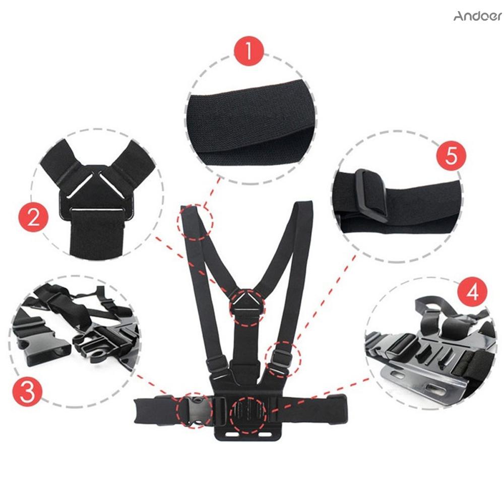 ✧   Three-piece Suit Adjustable Action For Gopro Camera Chest Strap Headband Floating Hand Grip Accessories Headstrap Professiona Mount Tripod Helmet Sport