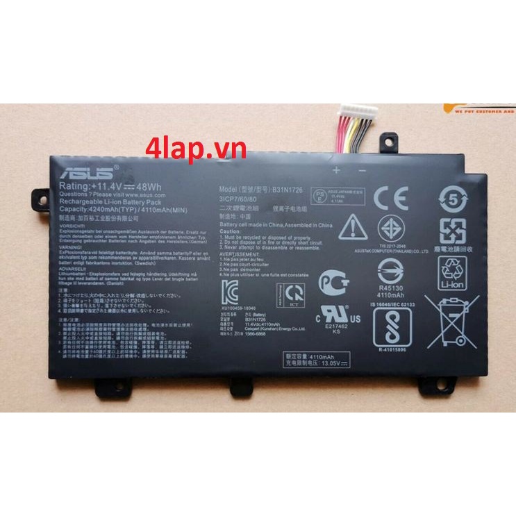 Thay Pin Laptop Asus FX80 FX80GD FX86 FX86FM FX86FE FX504 FX505 B31N1726 Zin