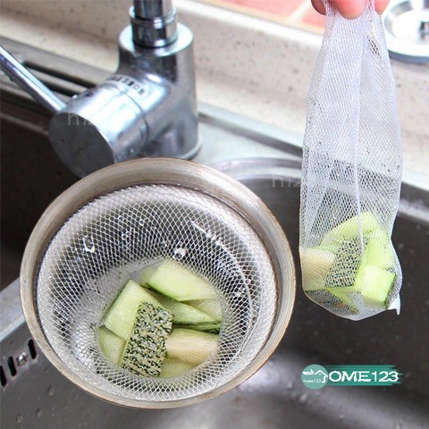 Set 100 túi lưới lọc bồn rửa dùng một lần nhiều kích cỡ cho nhà bếp