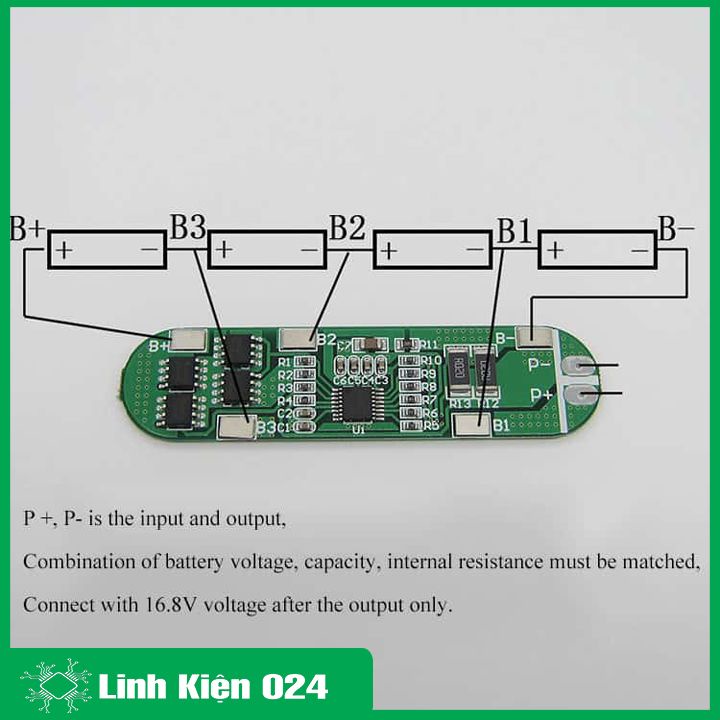 Module bảo vệ pin lithium 4 cell 16.8V dòng xả 6A