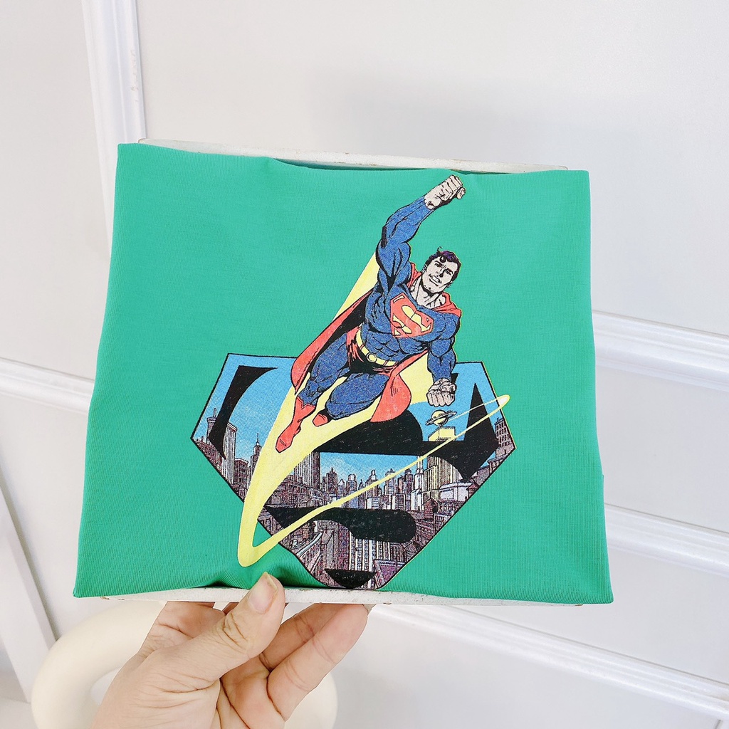 Bộ siêu nhân bé trai , đồ bộ in 3D siêu nhân cotton co giãn 4 chiều