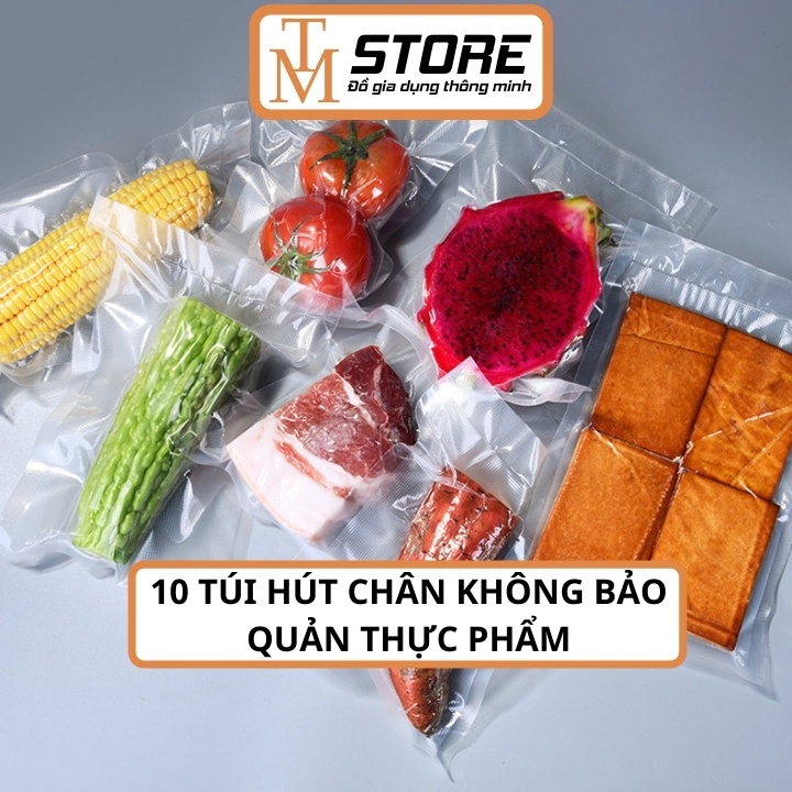 10 Túi hút chân không 1 mặt trơn mặt nhám bảo quản thực phẩm