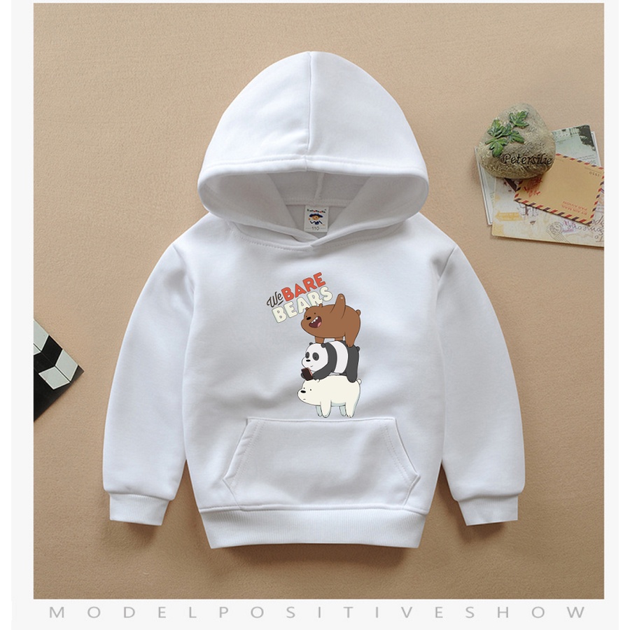 Áo hoodie we bare bears chúng tôi đơn giản là gấu màu trắng cho bé trai bé gái