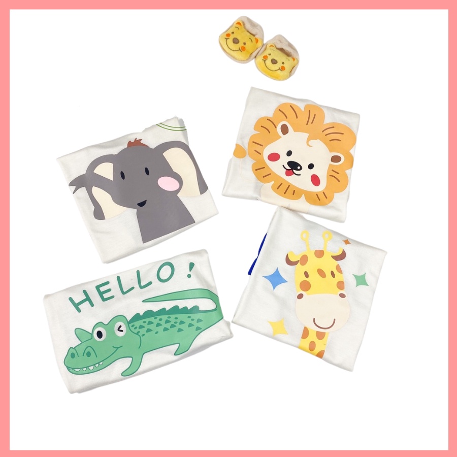 Bộ Thun Lạnh Cộc Tay Cho Bé Trai Bé Gái 8-27kg -TN-IN80 In Động Vật Dễ Thương Chất Vải Thoáng Mát