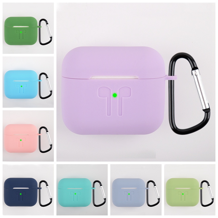 Vỏ bảo vệ hộp sạc tai nghe AirPods 3 bằng silicon mềm màu kẹo kèm móc