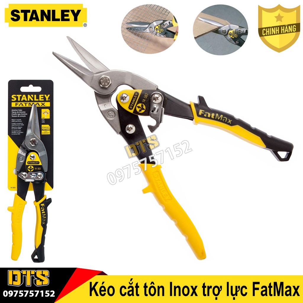 Kéo cắt tôn Inox trợ lực Mỹ FatMax STANLEY 10 inch/ 254mm, kéo cắt xương thạch cao cộng lực, cắt tấm thép cao cấp