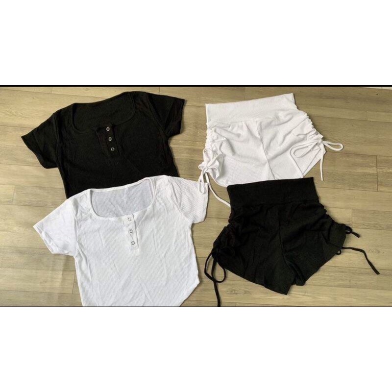 Set áo thun tay ngắn + quần rút dây 2 bên