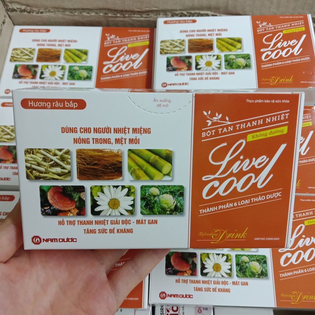 Bột tan không đường Live cool thanh nhiệt hương râu bắp