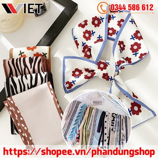 Khăn lụa dáng dài choàng cổ buộc tóc phong cách retro cho nữ
