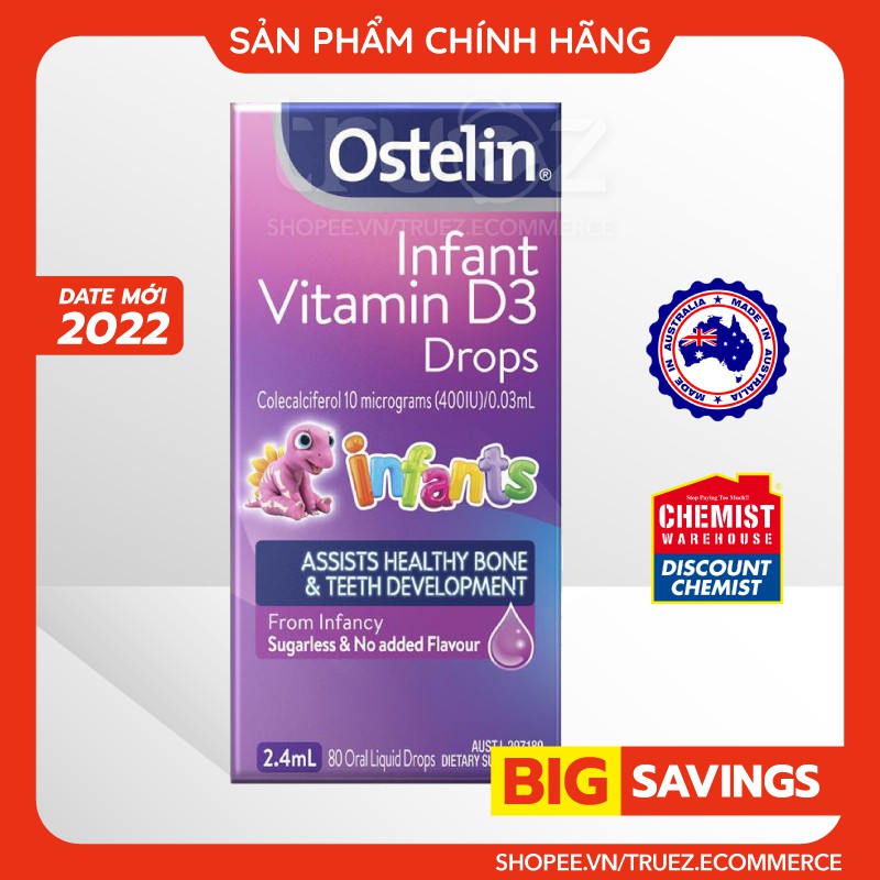 Vitamin D3 Ostelin nhỏ giọt cho trẻ sơ sinh và trẻ nhỏ [Úc] Ostelin Kids Vitamin D3 Drop [Chính hãng]