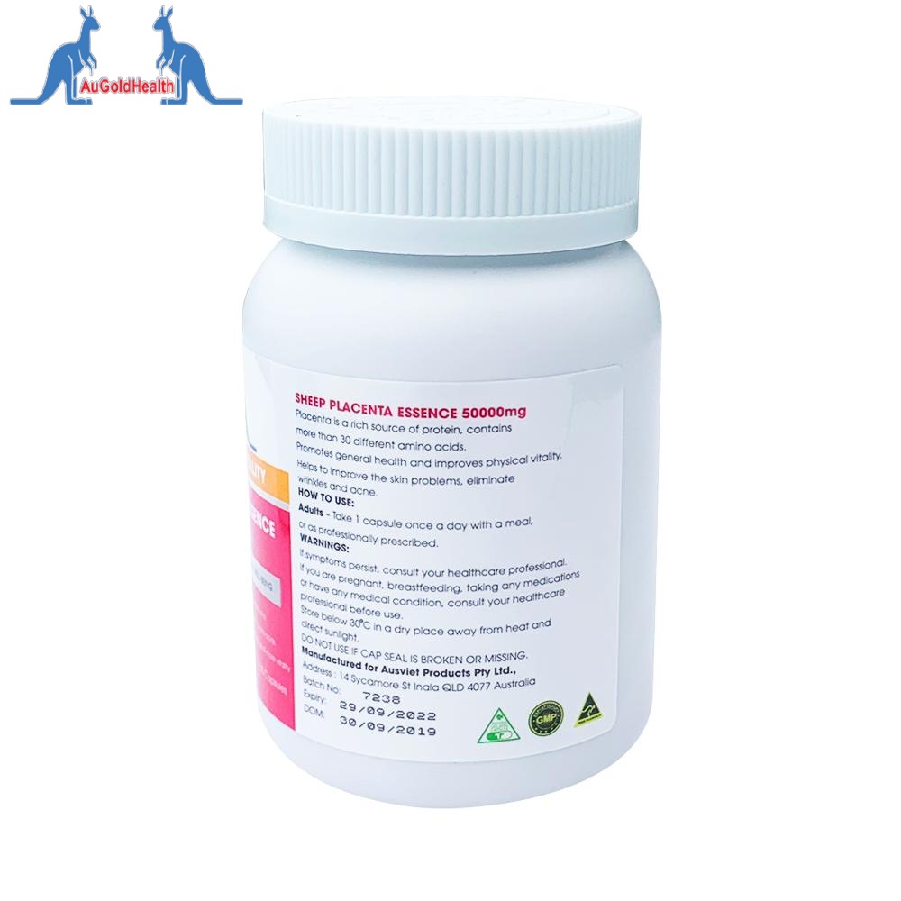 Viên Uống Nhau Thai Cừu Úc Chống Lão Hóa, Đẹp Da, Giảm Nám Sheep Placenta Augoldhealth 50000mg - Hàng Úc 2279