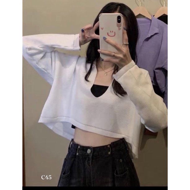 CROPTOP CỔ V SIÊU HOT