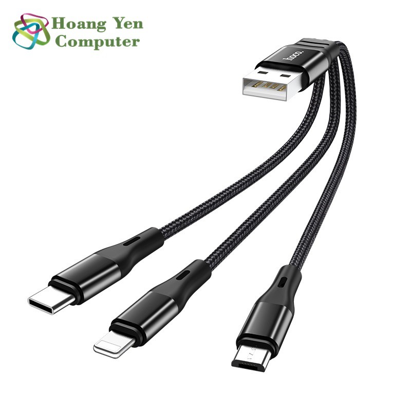 [25CM] Cáp Sạc Hoco X47 3 Đầu IPhone - Micro Usb - Type C Dây Dù Chống Đứt Dài 1M - BH 6 Tháng 1 đổi 1