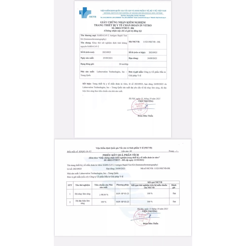 Bộ kít test nhanh covit-19 tại nhà chính hãng LABNOVATION công ty nhập khẩu